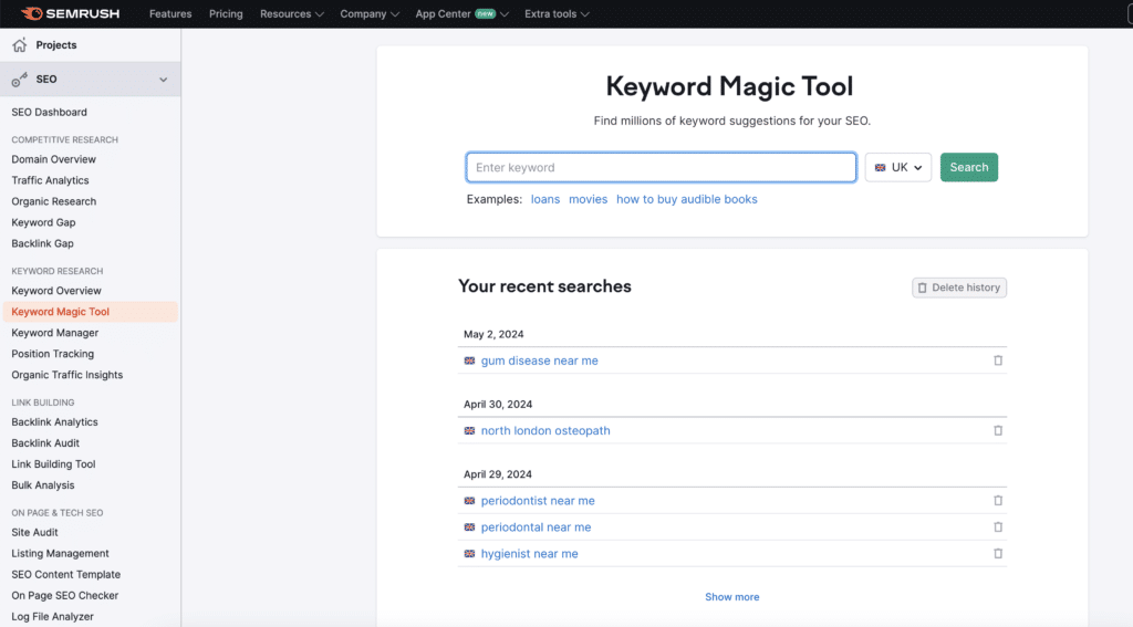 SEMRush magic tool